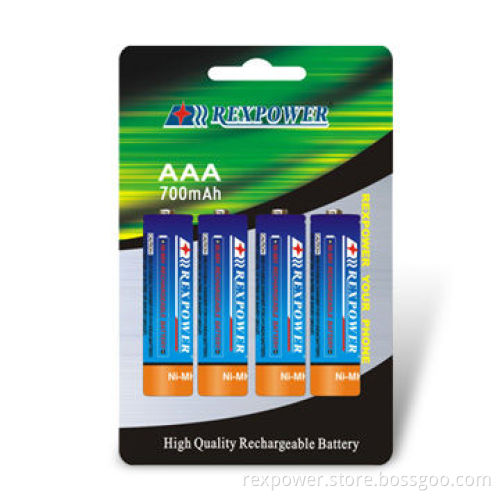 AAA NiMH Batteries with 1.2V Nominal Voltage and 700mAh Capacity